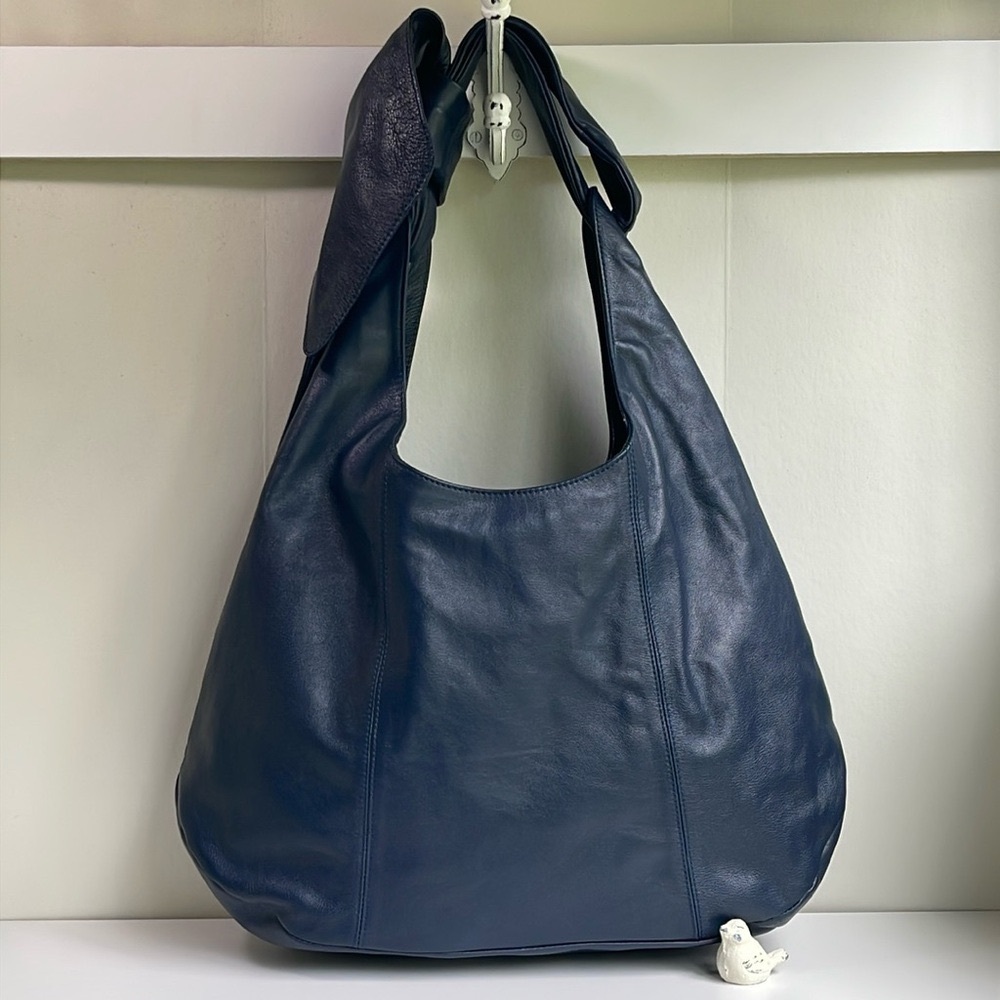 Furla Genuine Leather Hobo Shoulder Bag Navy - Picture 4 of 17
